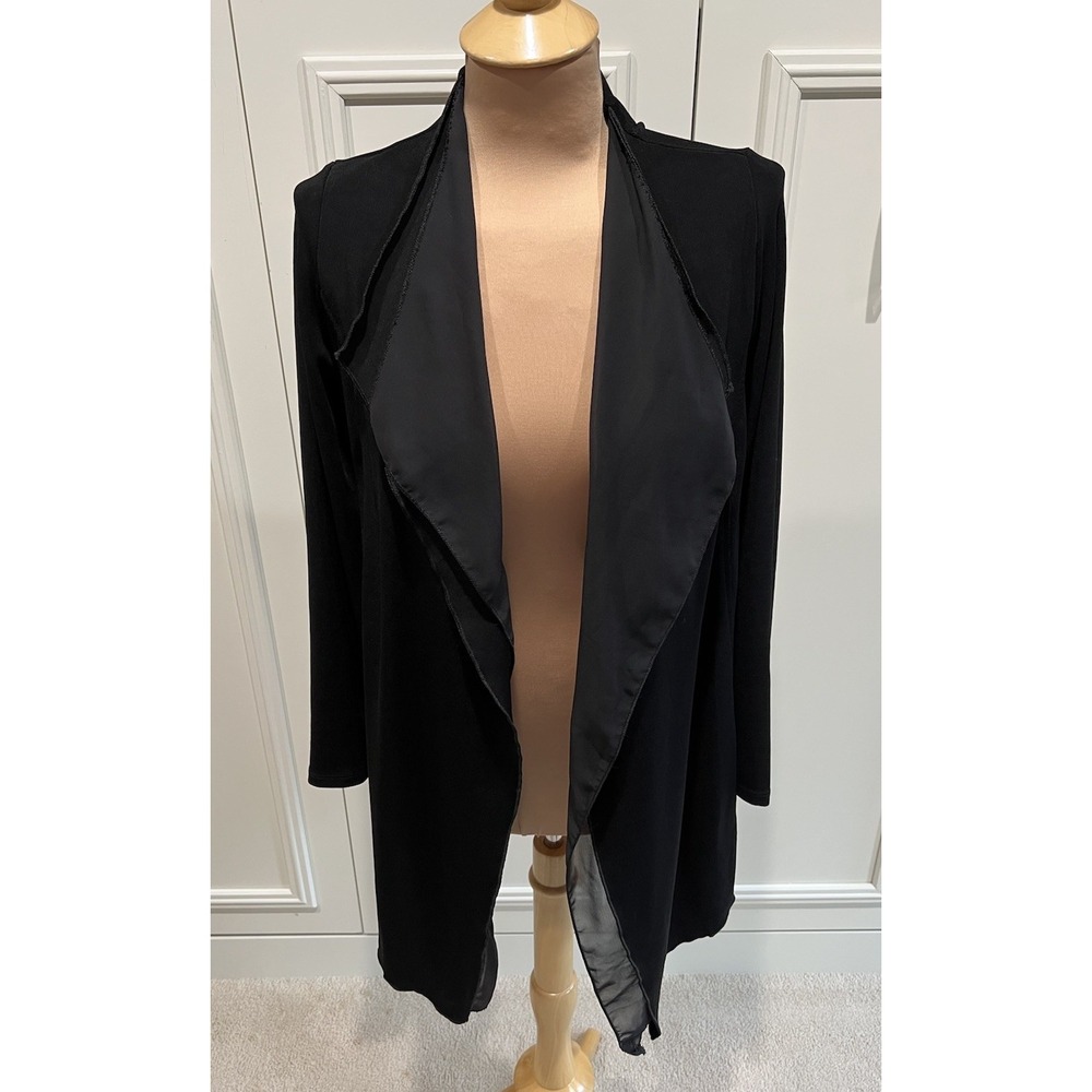 Chicos Travelers Black Cardigan Womens Size 0-2 Draped Knit Chiffon Minimalist